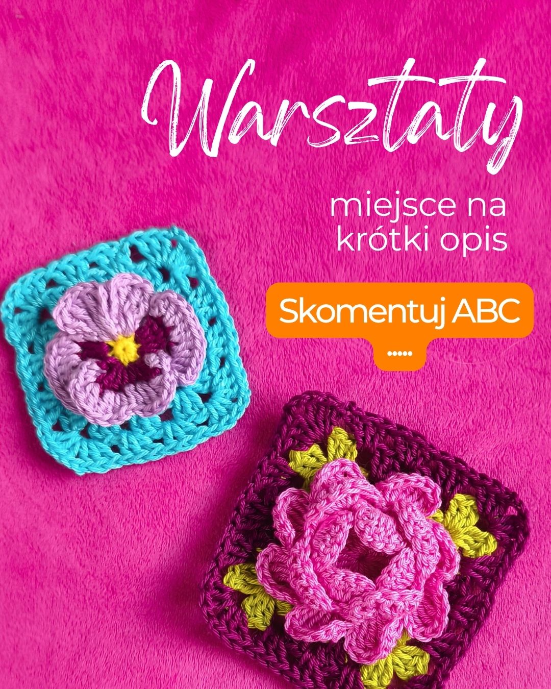 Kolorowe szydełkowe kwadraty z kwiatami
