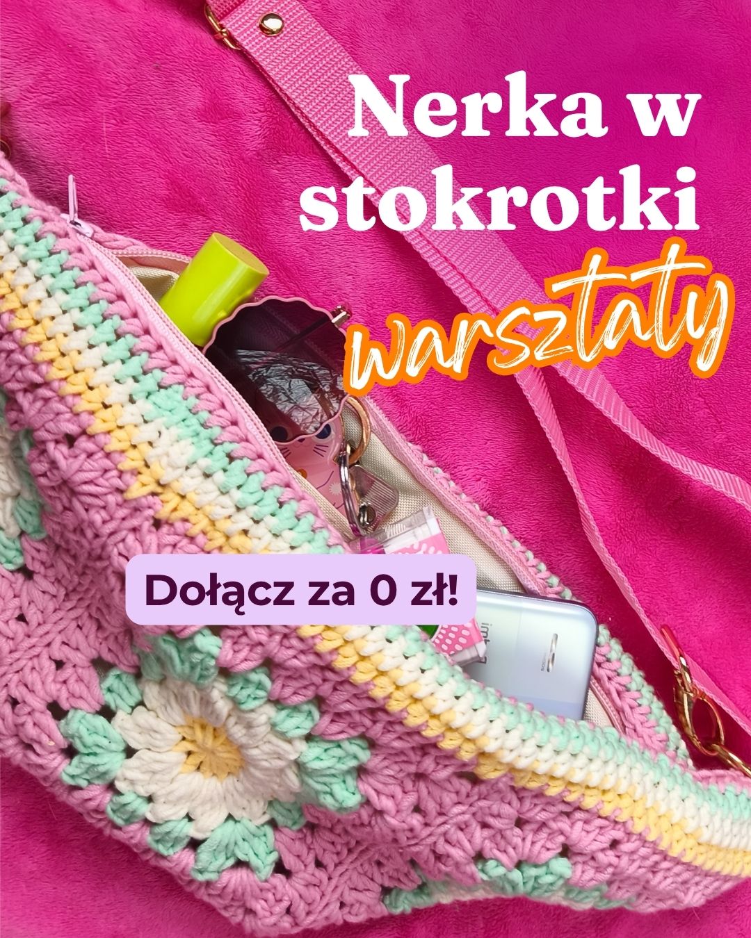 Szydełkowa nerka w stokrotki
